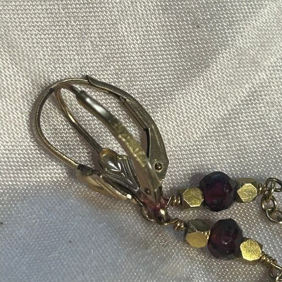 Vintage 1/20 14K Goldfilled & Turquoise Glass Statement Dangle Earrings - Picture 7 of 9